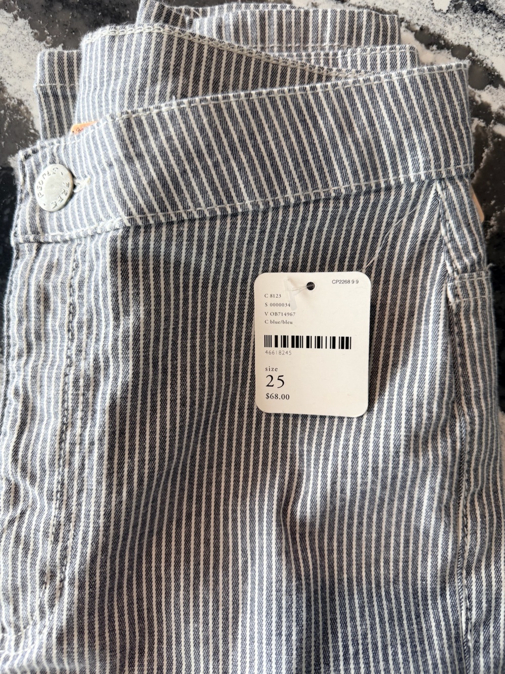 Free People Navy & White Striped Skinny Pants